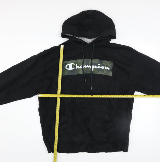 Champion Men's Black Pullover Hoodie Size L Sports Logo Fleece