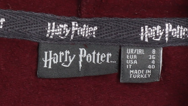 Harry Potter Women's Burgundy Hoodie Size 8 Hogwarts Crest Pullover