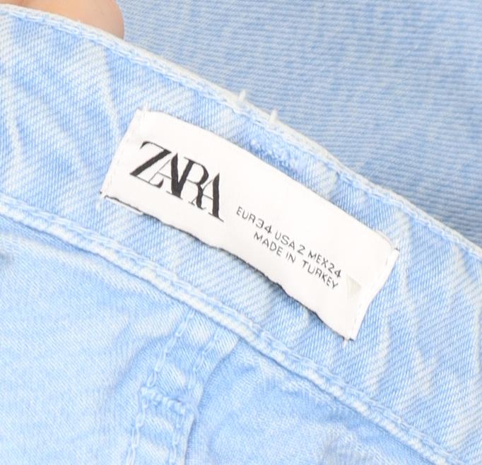 ZARA Women Blue Wide-Leg High Rise Denim Jeans Size 6