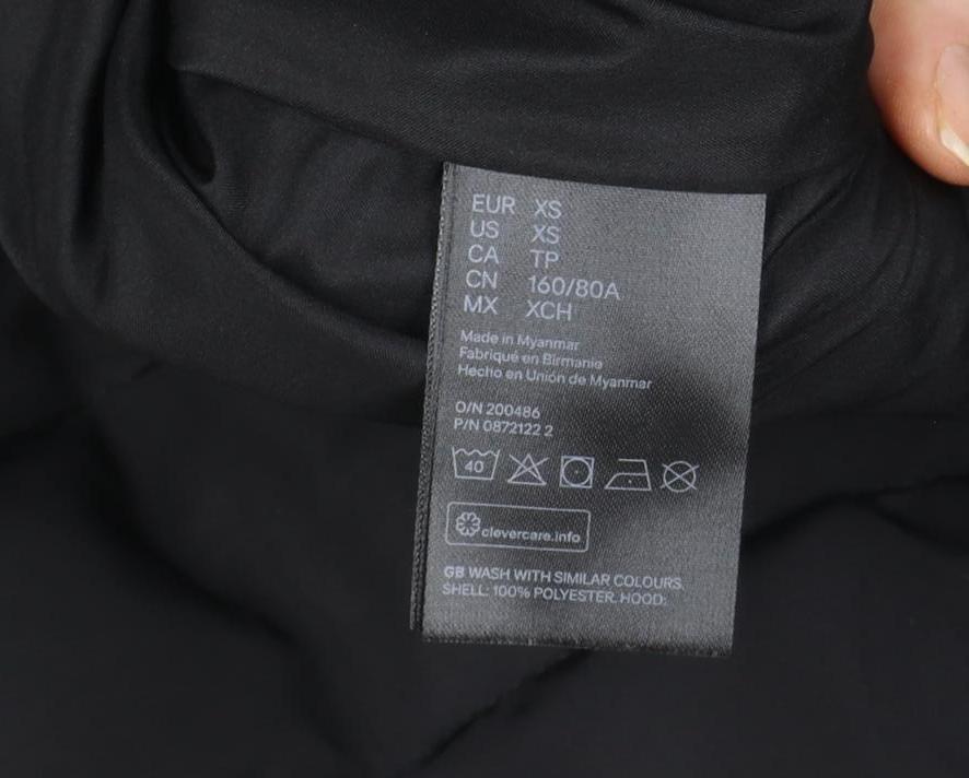 H&M Women’s Black XS Puffer Jacket with Faux Fur Hood