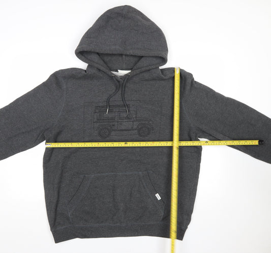 TOG24 Mens Grey Pullover Hoodie L Graphic Fleece Sweatshirt