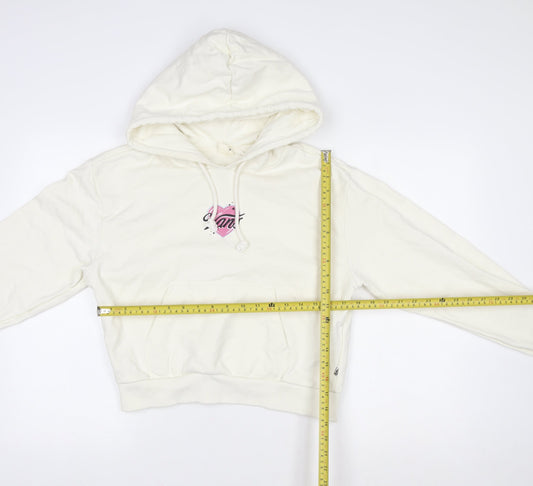 Vans Womens Ivory Hoodie Size S Pullover 100% Cotton Graphic Logo