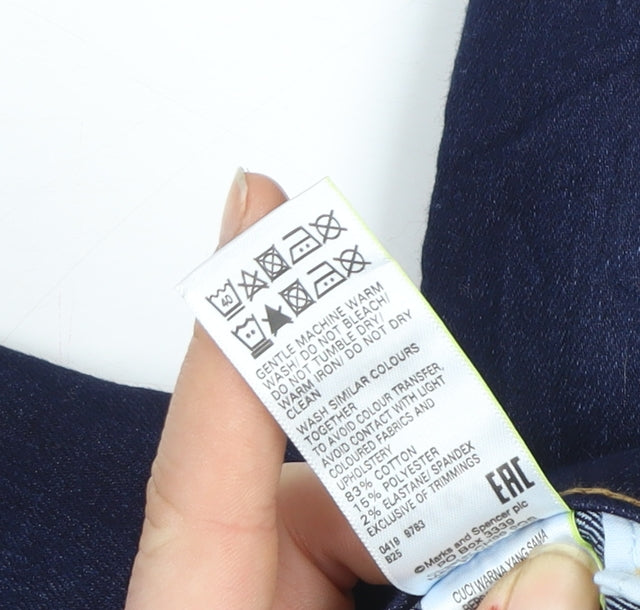 Marks and Spencer Women Blue Straight Jeans Size 6 Short Stretch Denim