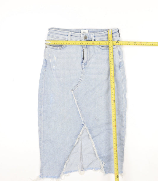 River Island Women’s Light Blue Denim Midi Pencil Skirt Size 6