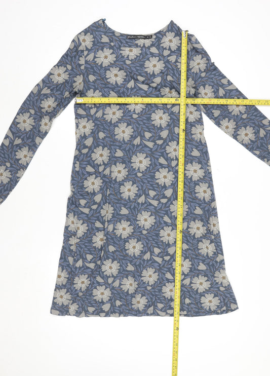 Gudrun Sjödén Women's Blue Floral Cotton Shift Dress Size S