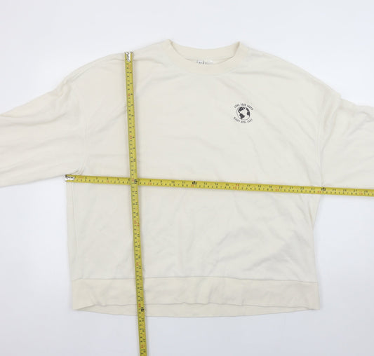 H&M Divided Women’s Beige Crew Neck Sweatshirt Size L Relaxed Fit