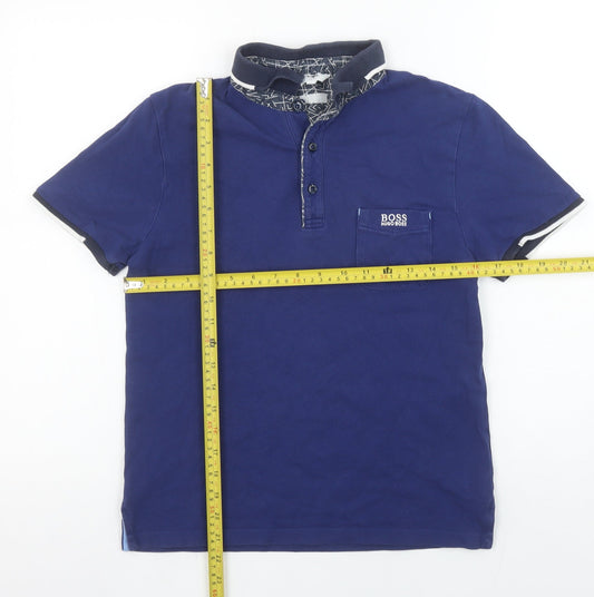 Hugo Boss Boys Blue Slim Fit Polo Shirt 14 Years Short Sleeve Collared