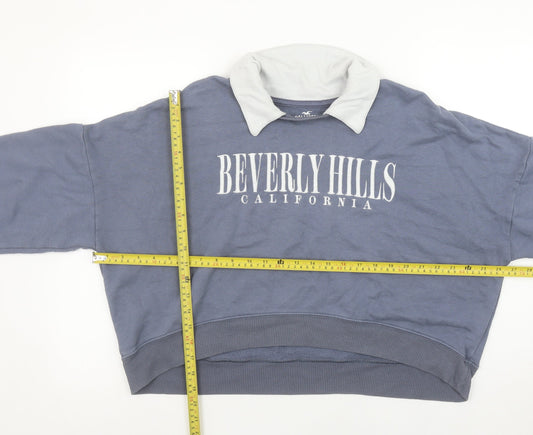 Hollister Womens Blue Beverly Hills Collared Pullover Sweatshirt L