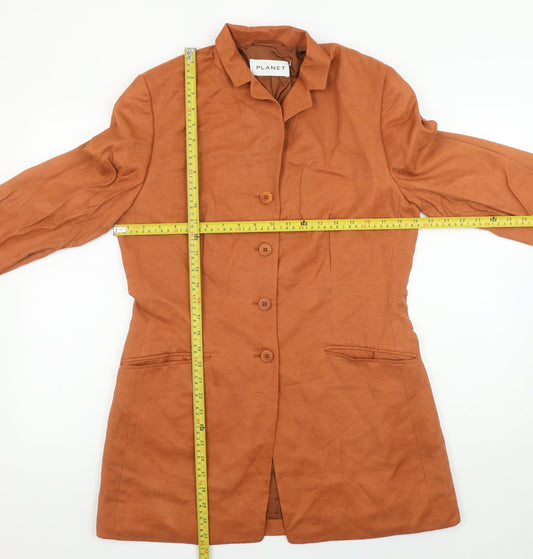 Planet Women's Brown Long Blazer Suit Jacket Size 12 Viscose Blend