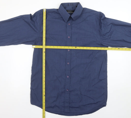 Daniel Grahame Men's Blue 15.5in Long Sleeve Cotton Blend Shirt