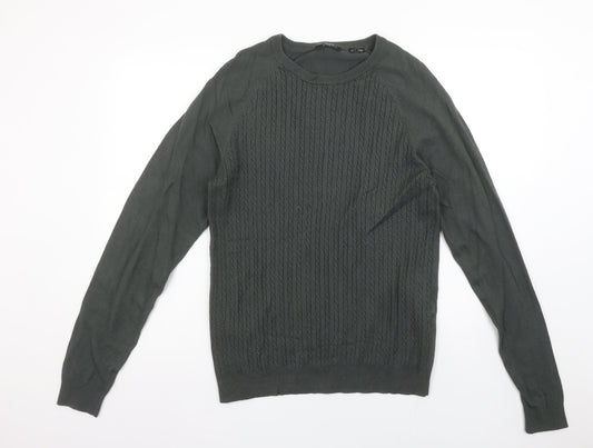 Jack & Jones Men’s Green Cable Knit Crew Neck Jumper Size S
