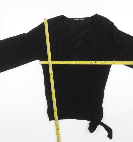 Threadbare Women’s Black Wrap Knit Jumper Size 12 Tall