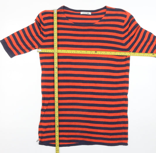 Lacoste Women’s Multicoloured Striped Cotton T-Shirt Size 16