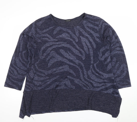 Additional front view of Roman Women Blue Animal Print Relaxed jumper M