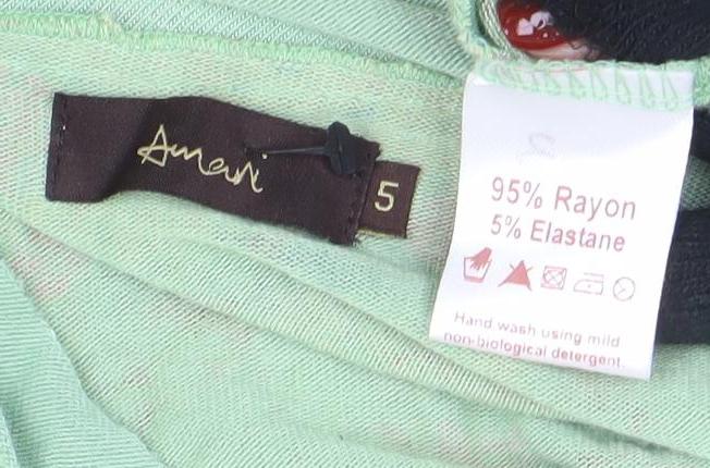 Amari Womens Green Floral Cardigan Small V-Neck Button Front Lightweight