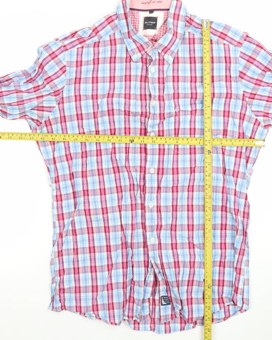 Olymp Men’s Multicoloured Check Long Sleeve Cotton Dress Shirt L