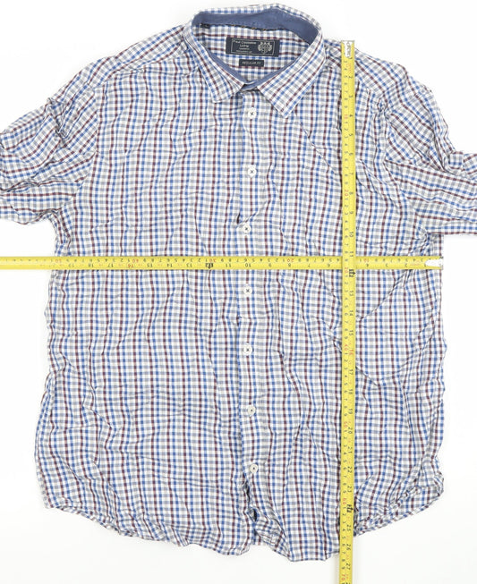 Paul Costelloe Living Men's Blue Check Cotton Long Sleeve Button-Up Shirt Large