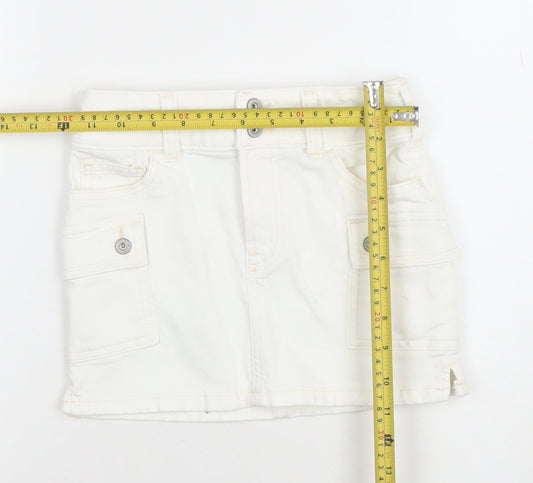 GAP Kids Girls White Cotton Cargo Mini Skirt Age 6 Adjustable Waist