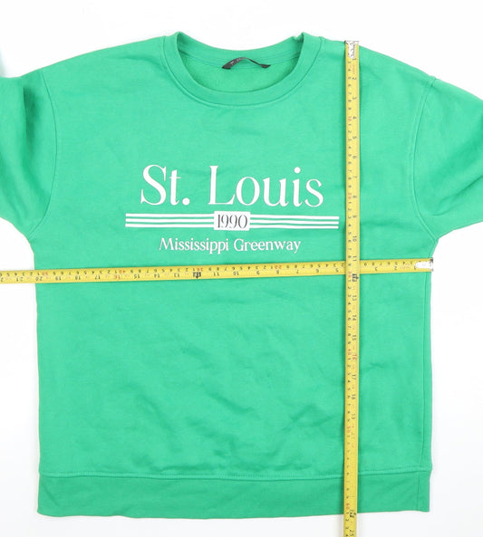Dunnes Women’s Green St. Louis 1990 Crew Neck Pullover Sweatshirt Size S