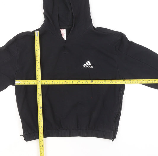 Adidas Girls Black Hoodie 11-12 Years Pullover Sportswear Cotton Blend