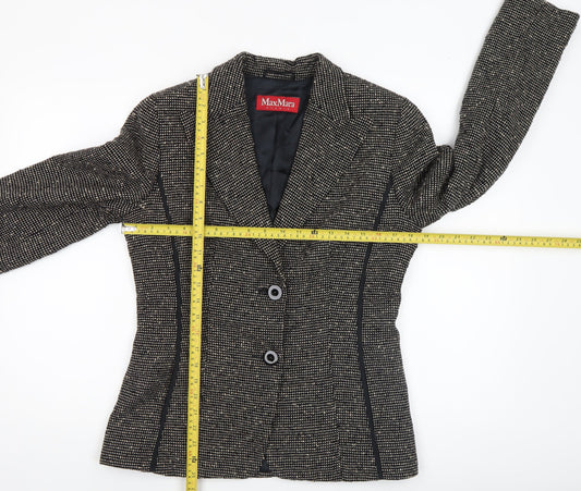 MaxMara Women's Black Tweed Wool Blend Tailored Blazer Size 12
