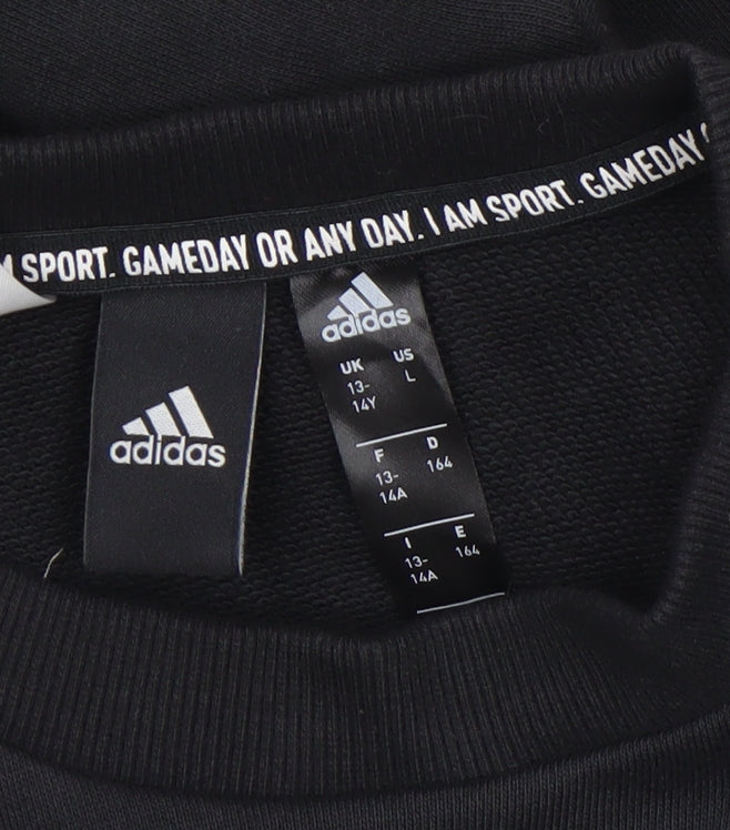 Additional view of Adidas boys’ black 13-14 years pullover crew neck logo sweatshirt