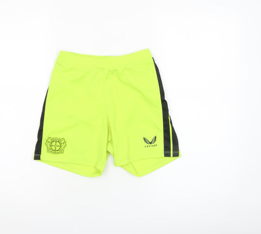 Additional front view of Castore boys’ yellow athletic football shorts size 158cm jl