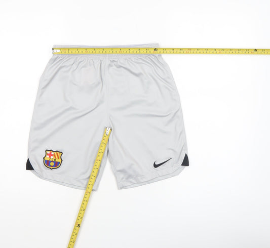 Nike Boys Grey FC Barcelona Dri-FIT Football Shorts Size 12 Years