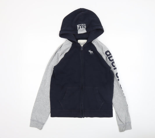 Abercrombie & Fitch Kids Boys Blue Full Zip Hoodie 13-14 Years Logo Fleece