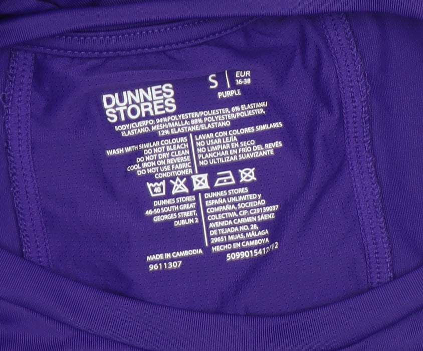 Dunnes Stores Women Purple Activewear T-Shirt Size S Lightweight Stretch Top