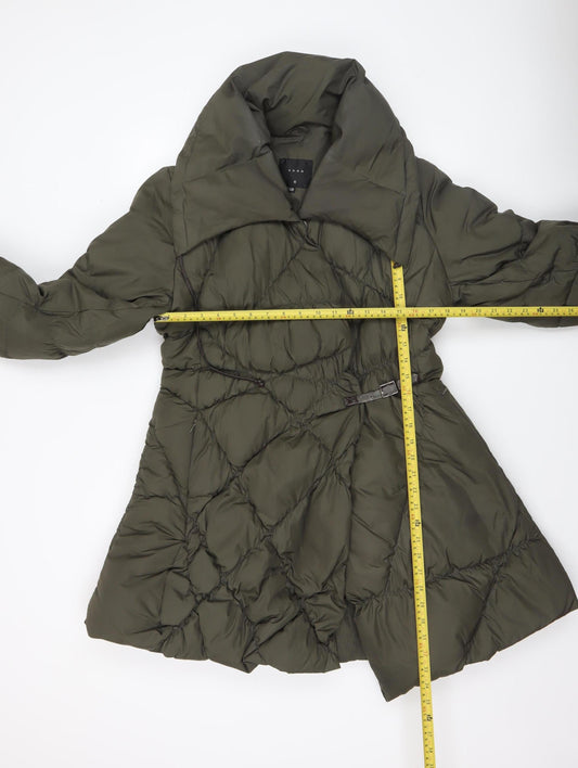 KOAN Women's Green Puffer Coat Size 20 Belted Quilted Mid-Length