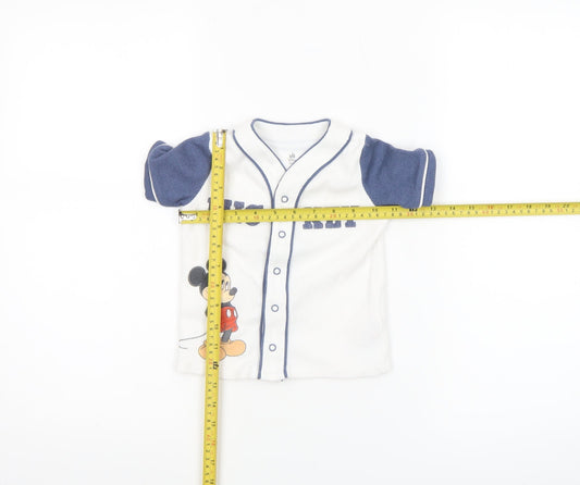 Disney Baby Mickey Mouse White Button-Up Jersey T-Shirt 12-18M