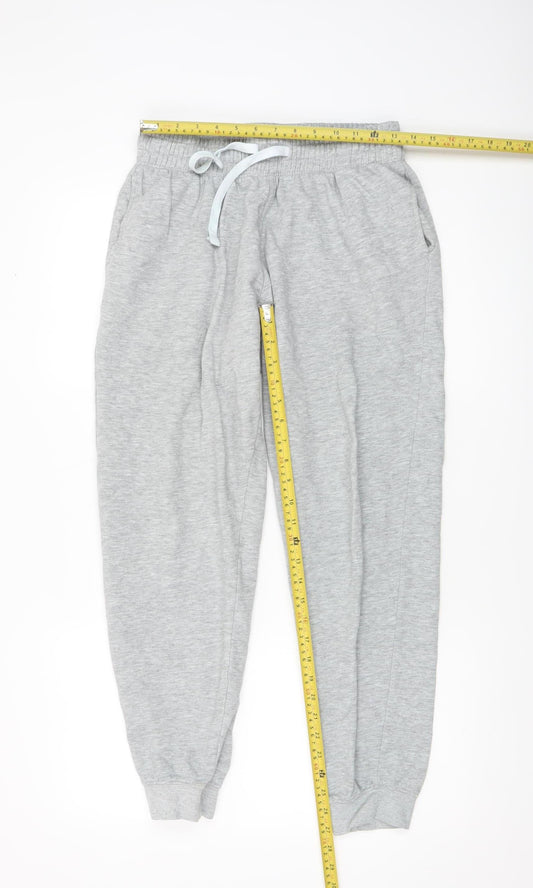 H&M Women Grey Jogger Trousers Size S Regular Fit Cotton Blend