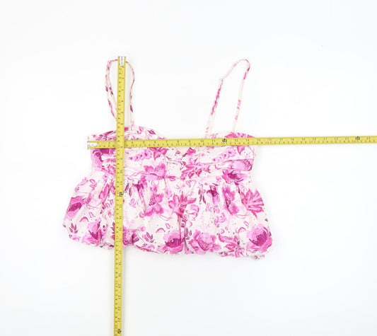 ZARA Women Pink Floral Camisole Top S Polyester Summer Tank