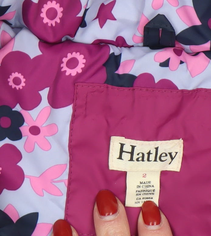 Additional view of Hatley girls’ blue hooded puffer jacket 2 years quilt lined winter coat