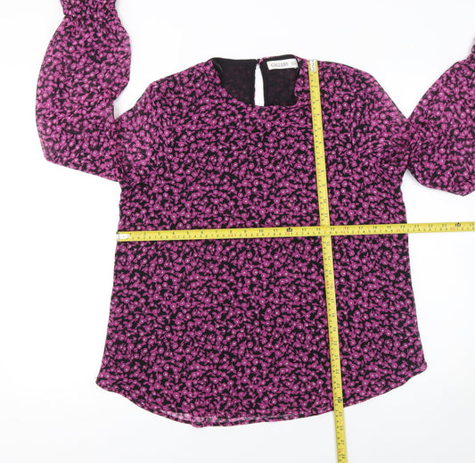 Gallery Women’s Pink Floral Long Sleeve Chiffon Tunic Blouse UK 10