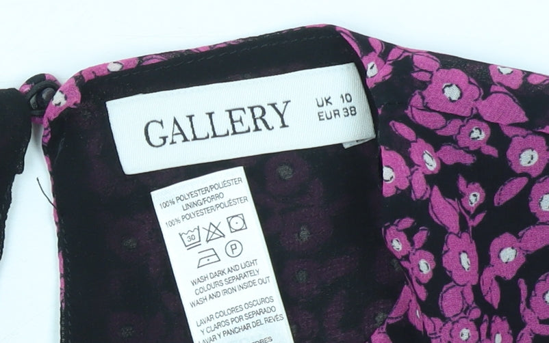 Brand and care label for Gallery Women’s Pink Floral Long Sleeve Chiffon Tunic Blouse UK 10
