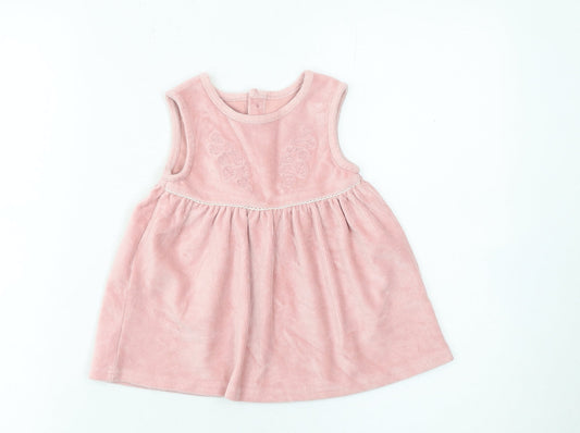 Dunnes Girls Pink Corduroy Sleeveless A-Line Dress 6-9 Months