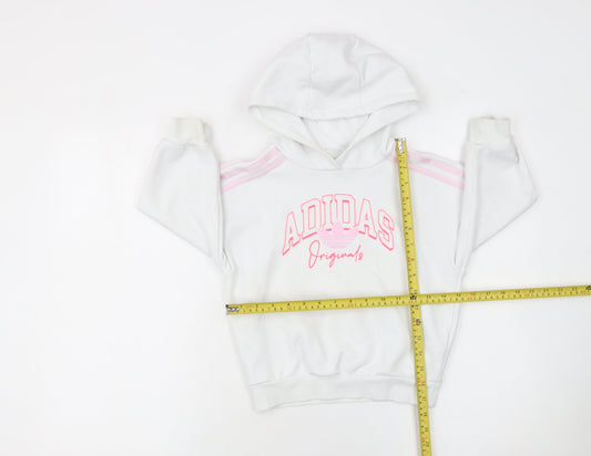 Adidas Girls White Pink Originals Pullover Hoodie 5-6 Years Hooded Sweatshirt