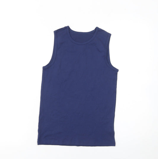 Marks & Spencer Boys Blue Cotton Sleeveless Tank Top 11-12 Years
