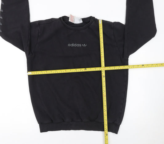 Adidas Boys Black Logo Pullover Sweatshirt XL 15-16 Years Fleece