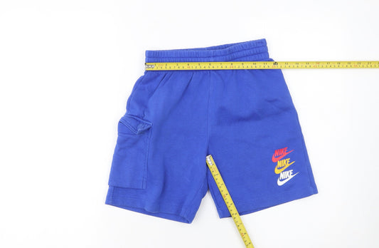 Nike Boys Blue Sweat Shorts M 137-147cm Elastic Waist Activewear