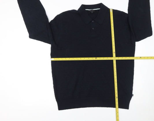 Ted Baker Men's Black Long Sleeve Polo Shirt Size L