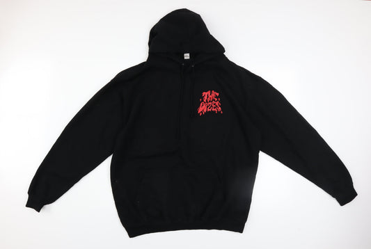 Additional front view of Just Hoods men’s black xl pullover hoodie graphic logo sweatshirt