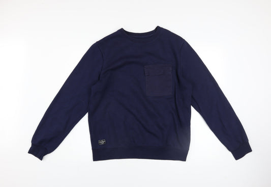 Threadbare Men's Blue Crew Neck Pullover Sweatshirt Size M
