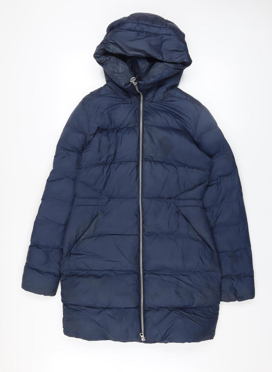 Timberland Womens Navy XS Puffer Jacket Hooded Winter Nylon Coat