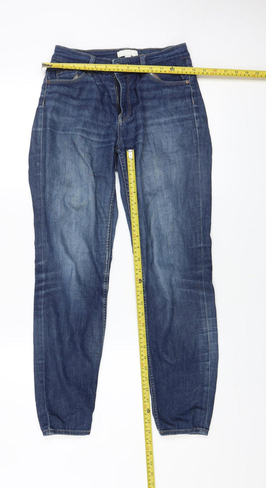 H&M Women's Blue Mid-Rise Boyfriend Jeans Size 8 Relaxed Fit Denim