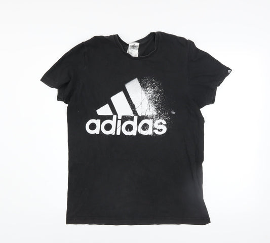 Additional front view of Adidas Men's Black Short Sleeve Sports Graphic T-Shirt, size S