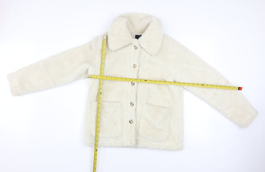 Threadbare Women's Ivory Fleece Button Jacket Size 8