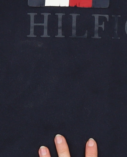 Tommy Hilfiger Men's Blue Logo Crew Neck Pullover Sweatshirt Size L